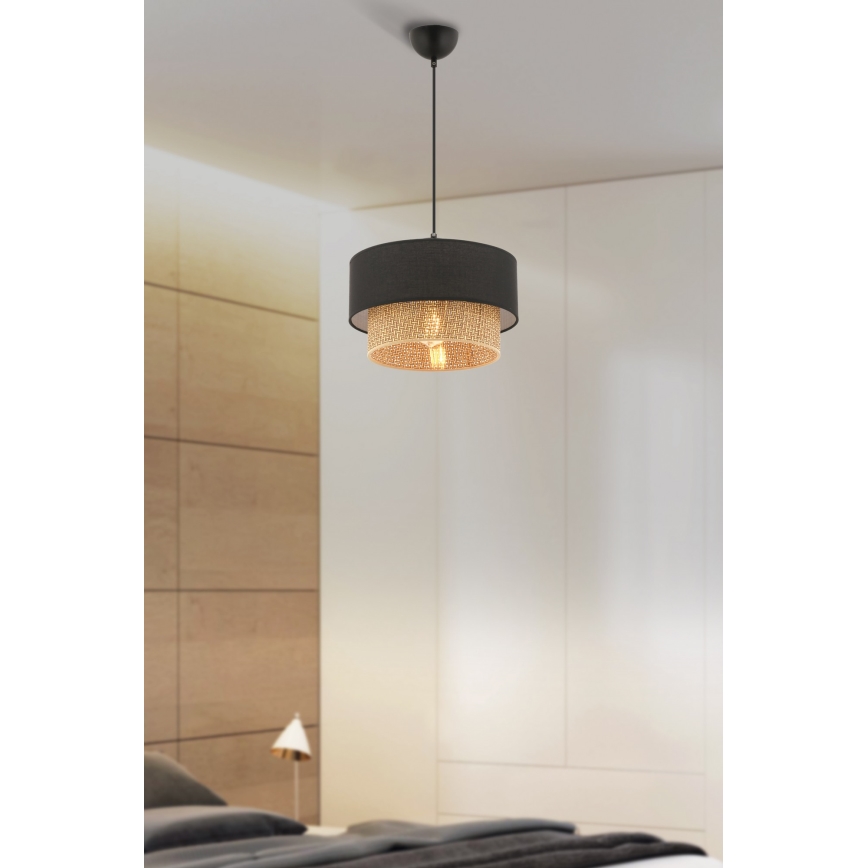 Pendel på ledning ECHO 1xE27/60W/230V sort/brun