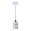 Pendel på ledning ELEN 1xE27/35W/230V hvid/guld