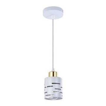 Pendel på ledning ELEN 1xE27/35W/230V hvid/guld