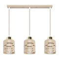 Pendel på ledning ELEN 3xE27/35W/230V beige/guld