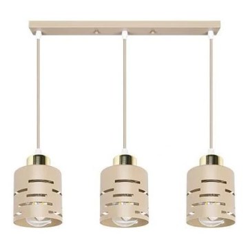 Pendel på ledning ELEN 3xE27/35W/230V beige/guld