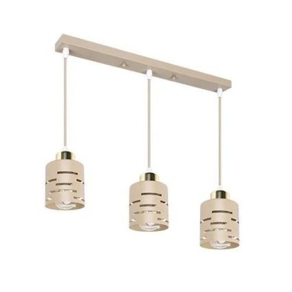 Pendel på ledning ELEN 3xE27/35W/230V beige/guld