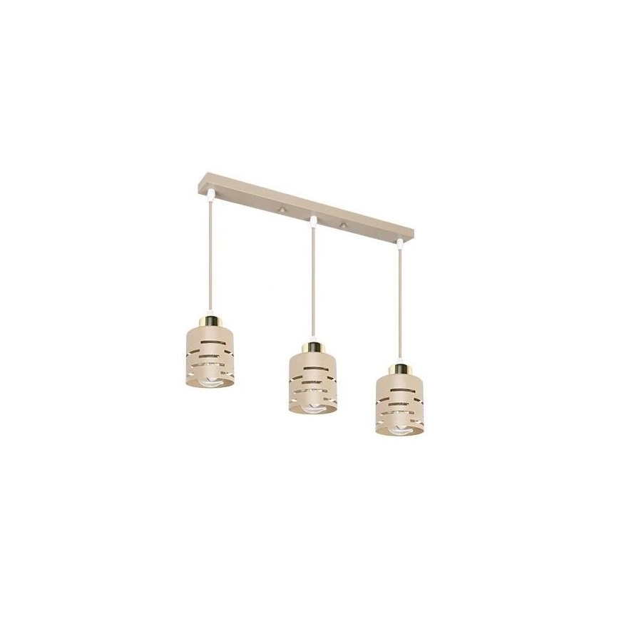 Pendel på ledning ELEN 3xE27/35W/230V beige/guld