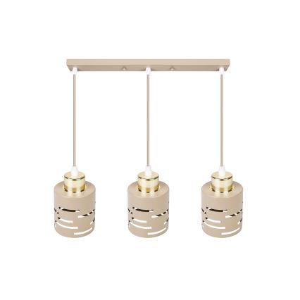 Pendel på ledning ELEN 3xE27/35W/230V beige/guld
