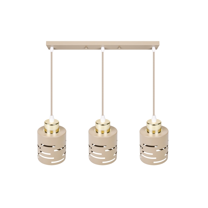 Pendel på ledning ELEN 3xE27/35W/230V beige/guld