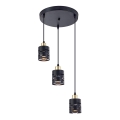 Pendel på ledning ELEN 3xE27/35W/230V Ø 29 cm sort/guld