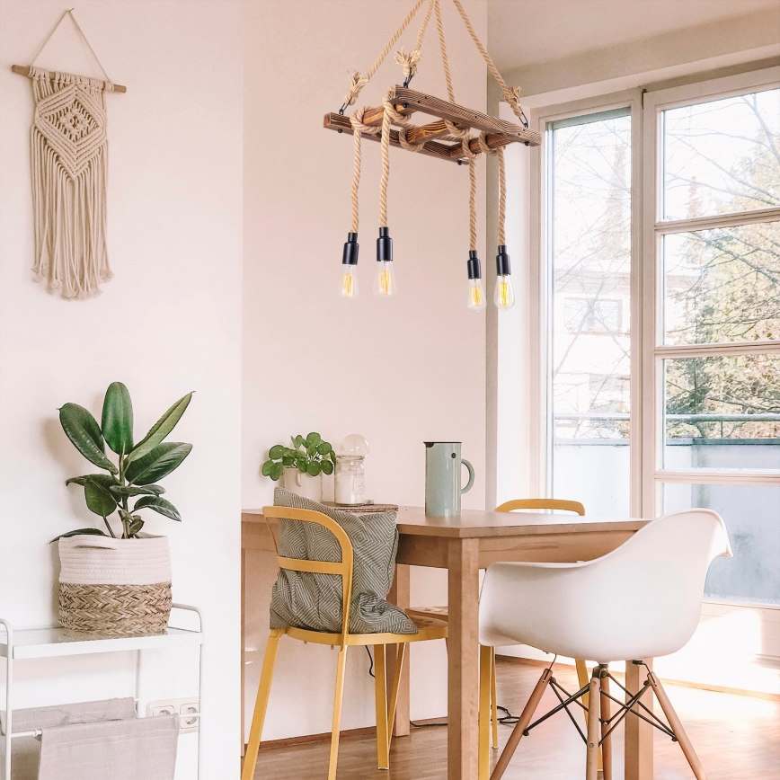 Pendel på ledning EREBOS 4xE27/40W/230V brun