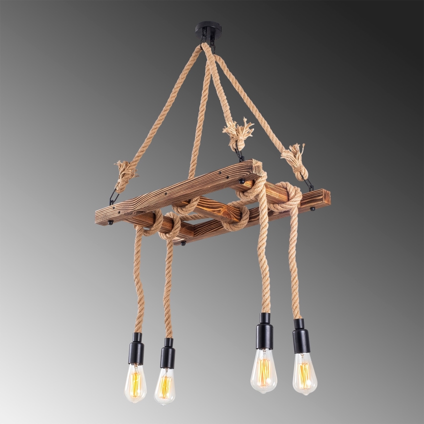 Pendel på ledning EREBOS 4xE27/40W/230V brun
