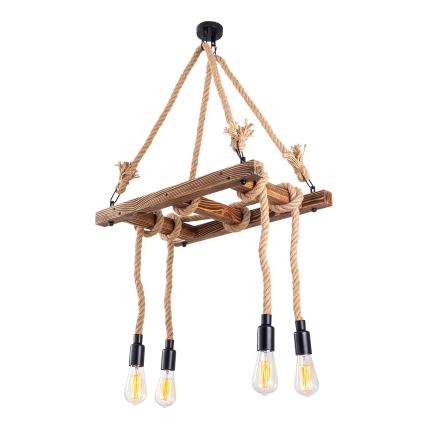 Pendel på ledning EREBOS 4xE27/40W/230V brun