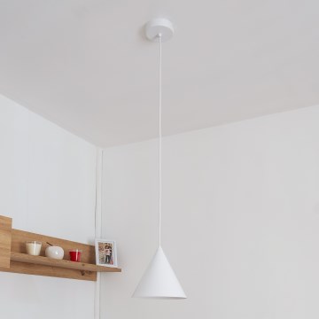 Pendel på ledning ETNA 1xE27/15W/230V Ø 18,5 cm hvid