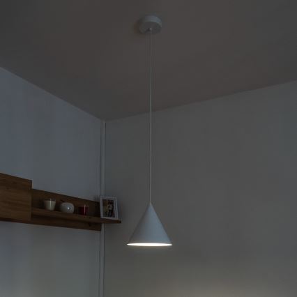 Pendel på ledning ETNA 1xE27/15W/230V Ø 18,5 cm hvid