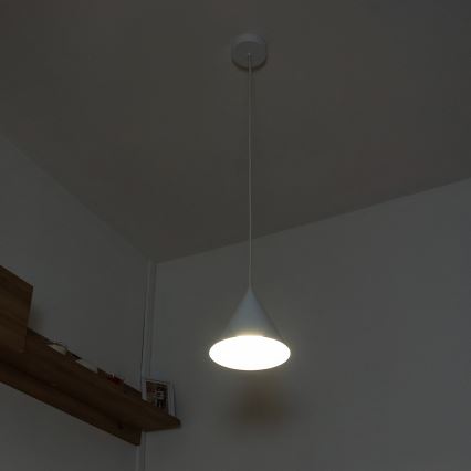 Pendel på ledning ETNA 1xE27/15W/230V Ø 18,5 cm hvid