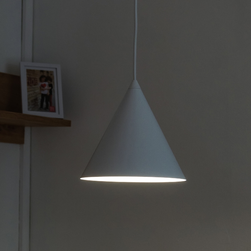 Pendel på ledning ETNA 1xE27/15W/230V Ø 18,5 cm hvid