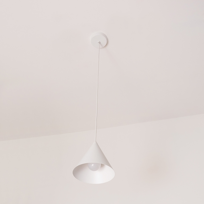 Pendel på ledning ETNA 1xE27/15W/230V Ø 18,5 cm hvid