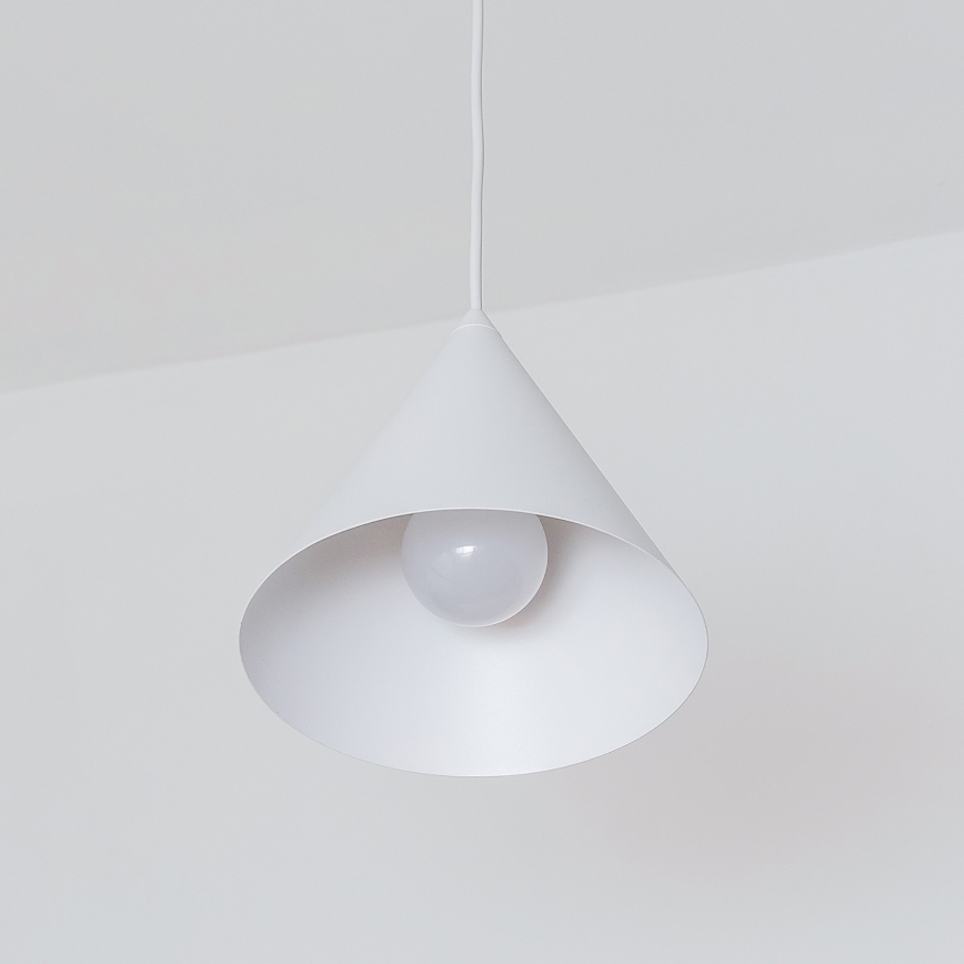 Pendel på ledning ETNA 1xE27/15W/230V Ø 18,5 cm hvid