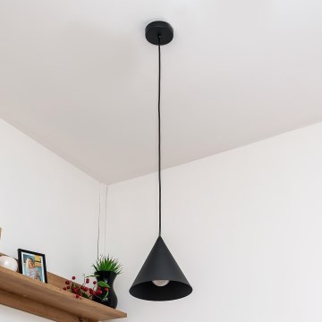 Pendel på ledning ETNA 1xE27/15W/230V Ø 18,5 cm sort