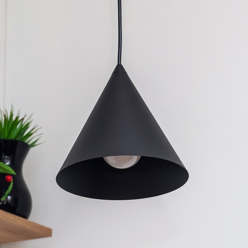 Pendel på ledning ETNA 1xE27/15W/230V Ø 18,5 cm sort