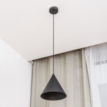 Pendel på ledning ETNA 1xE27/15W/230V Ø 25 cm sort