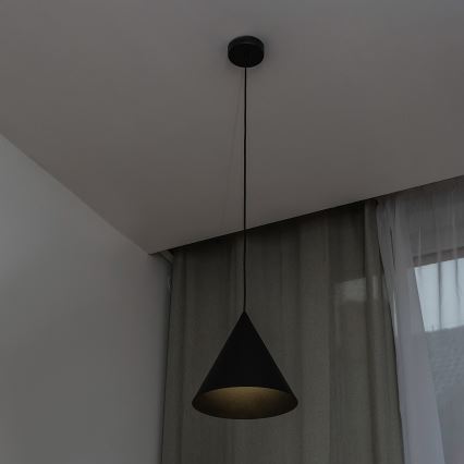 Pendel på ledning ETNA 1xE27/15W/230V Ø 25 cm sort