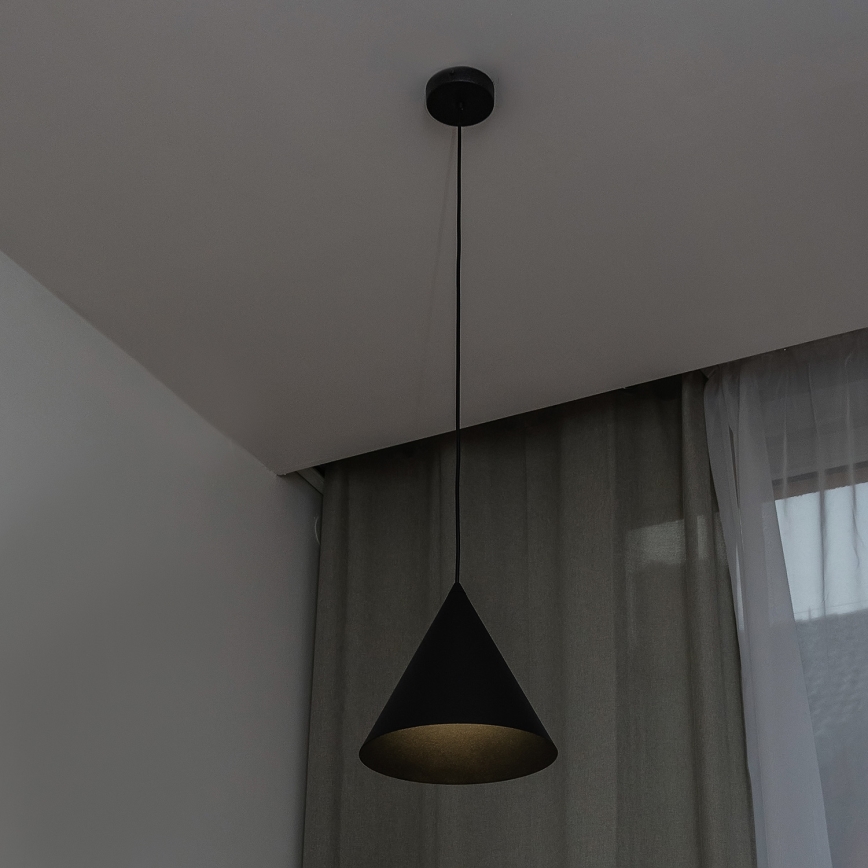 Pendel på ledning ETNA 1xE27/15W/230V Ø 25 cm sort
