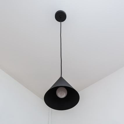 Pendel på ledning ETNA II 1xE27/15W/230V Ø 18,5 cm sort