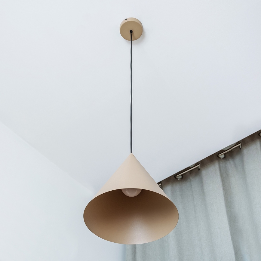 Pendel på ledning ETNA II 1xE27/15W/230V Ø 25 cm beige