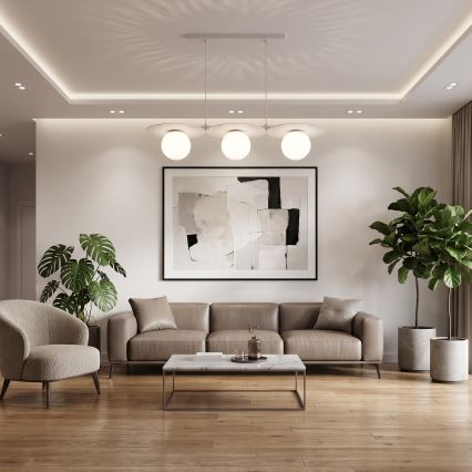 Pendel på ledning FLAT 3xE27/15W/230V, cremefarvet