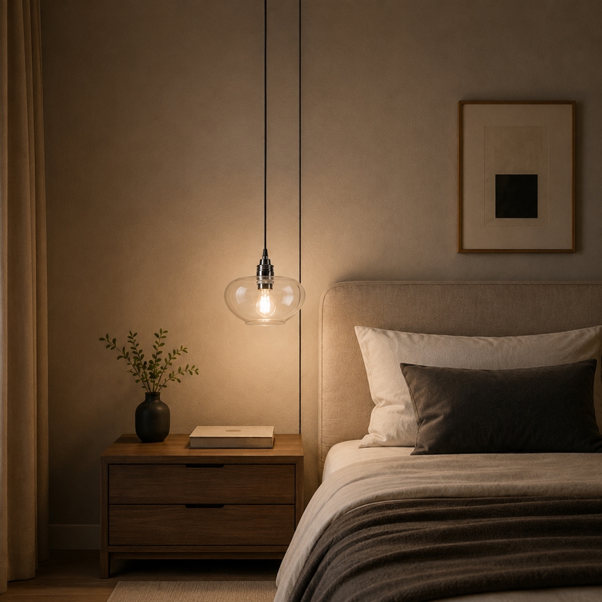 Pendel på ledning FLO 1xE27/15W/230V poleret krom/klar