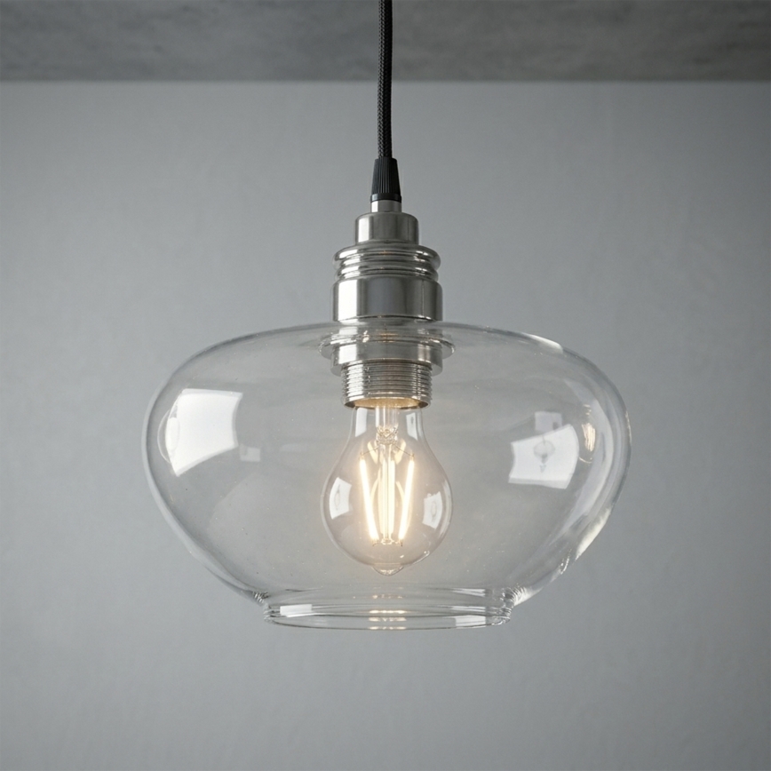 Pendel på ledning FLO 1xE27/15W/230V poleret krom/klar