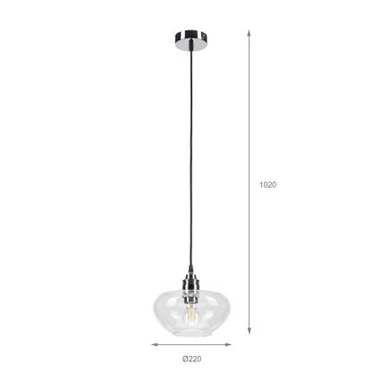 Pendel på ledning FLO 1xE27/15W/230V poleret krom/klar