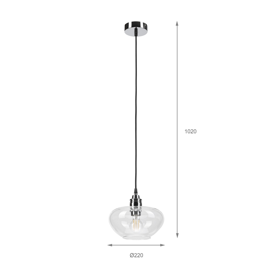 Pendel på ledning FLO 1xE27/15W/230V poleret krom/klar