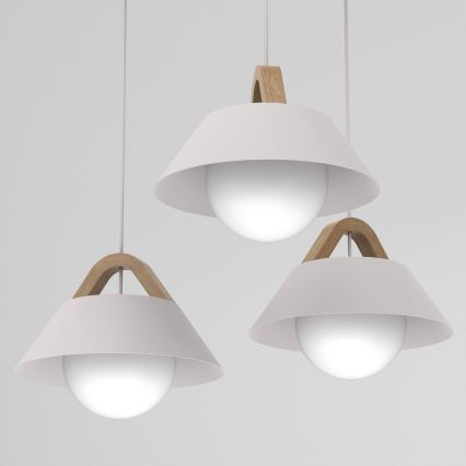 Pendel på ledning FUNDA 3xE27/15W/230V cremefarvet