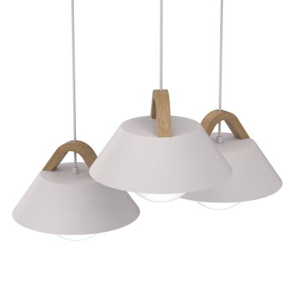 Pendel på ledning FUNDA 3xE27/15W/230V cremefarvet