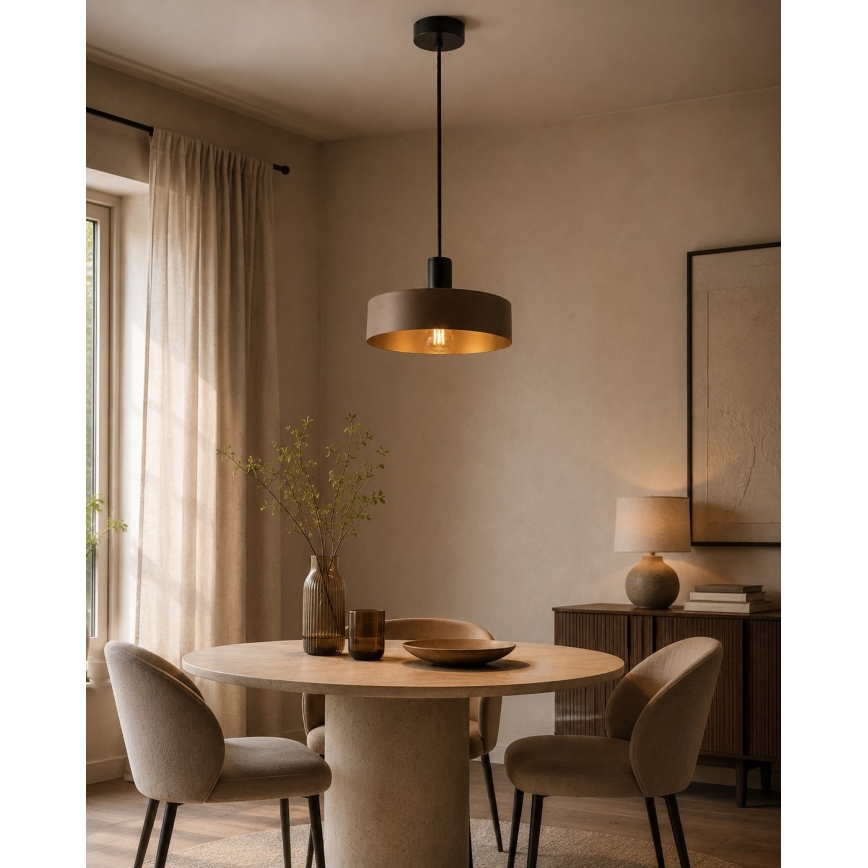 Pendel på ledning HAKI 1xE27/60W/230V brun/sort