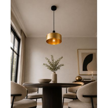 Pendel på ledning HAKI 1xE27/60W/230V guld/sort