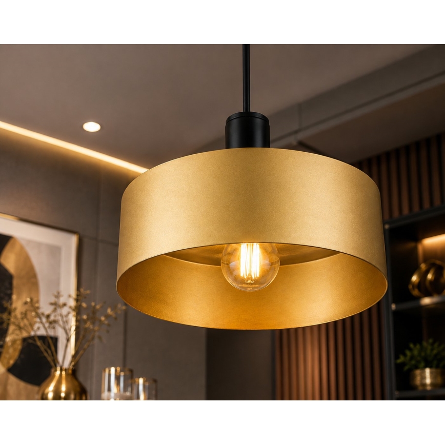Pendel på ledning HAKI 1xE27/60W/230V guld/sort
