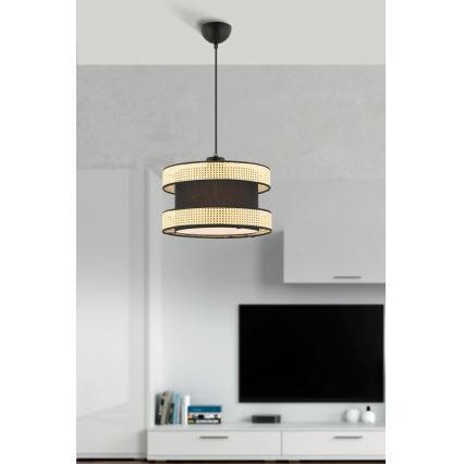 Pendel på ledning HALO 1xE27/60W/230V sort/beige
