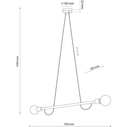 Pendel på ledning HELIX 2xE27/15W/230V sort/fyrretræ