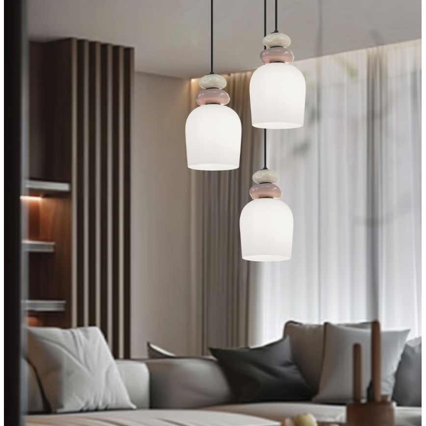 Pendel på ledning HILDA 3xE14/40W/230V sort/brun