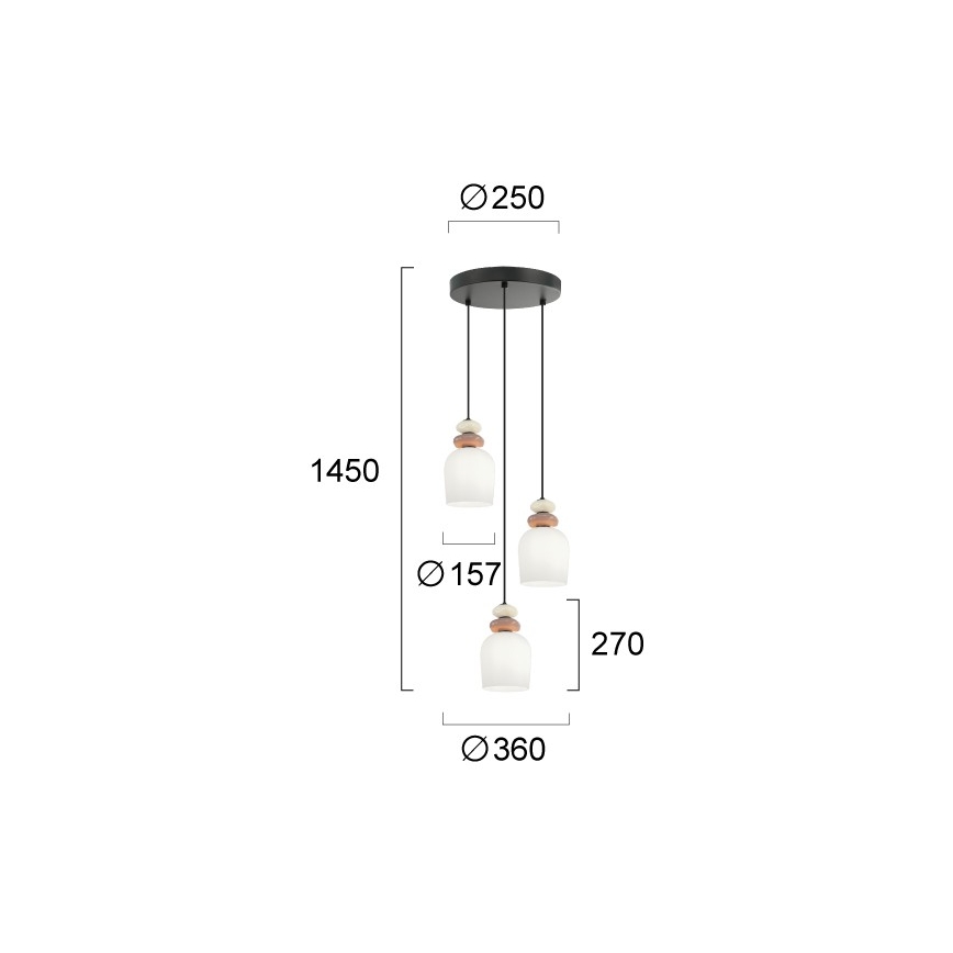 Pendel på ledning HILDA 3xE14/40W/230V sort/brun