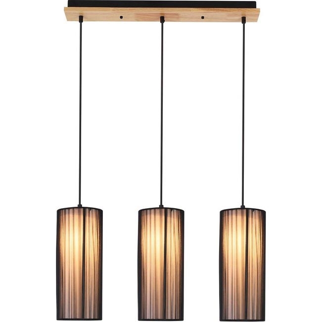Pendel på ledning KIOTO 3xE27/40W/230V sort/bøg