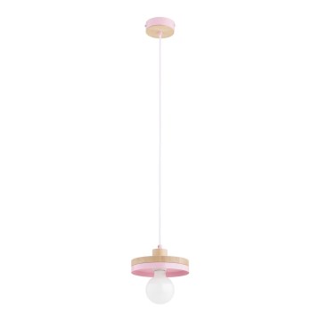 Pendel på ledning LARSO 1xE27/15W/230V rosa/beige