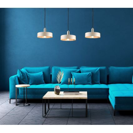 Pendel på ledning LATTE 3xE27/60W/230V beige/sort/guld