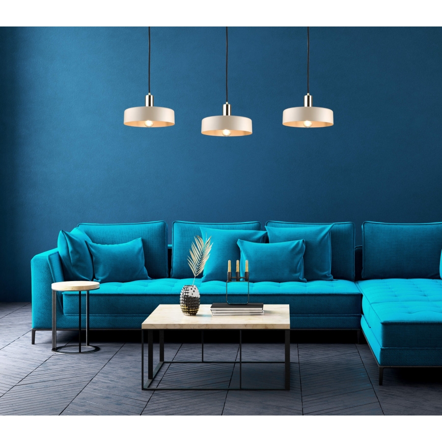 Pendel på ledning LATTE 3xE27/60W/230V beige/sort/guld