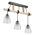 Pendel på ledning LEANDRA 3xE27/15W/230V eg/sort