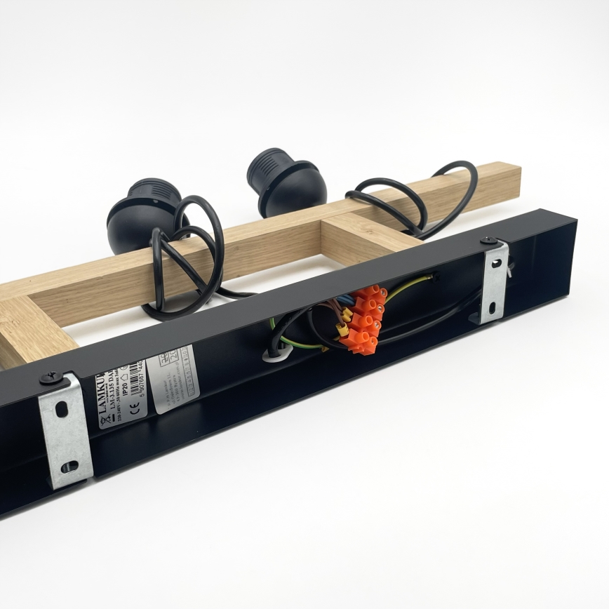 Pendel på ledning LEANDRA 3xE27/15W/230V eg/sort