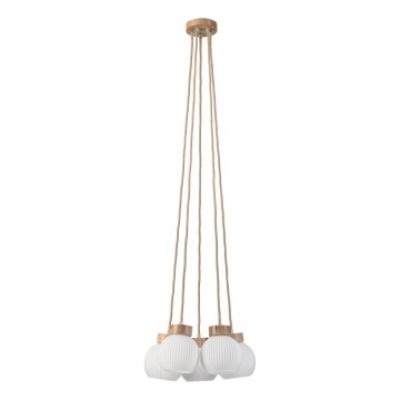 Pendel på ledning LOOMIS 5xE27/15W/230V 130 cm beige/egetræ