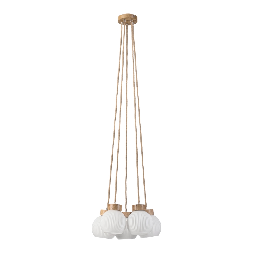 Pendel på ledning LOOMIS 5xE27/15W/230V 130 cm beige/egetræ