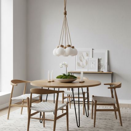 Pendel på ledning LOOMIS 5xE27/15W/230V 130 cm beige/egetræ