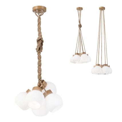 Pendel på ledning LOOMIS 5xE27/15W/230V 130 cm beige/egetræ